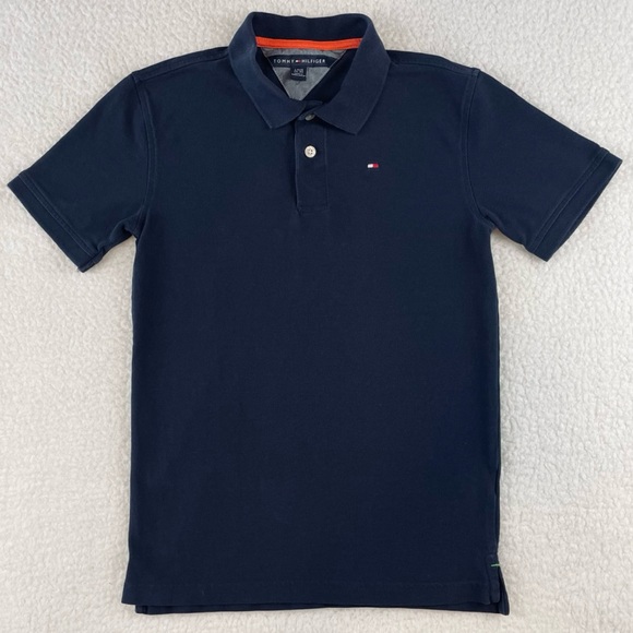 TOMMY HILFIGER • Navy Blue Classic Short Sleeve Polo Shirt - Picture 5 of 16